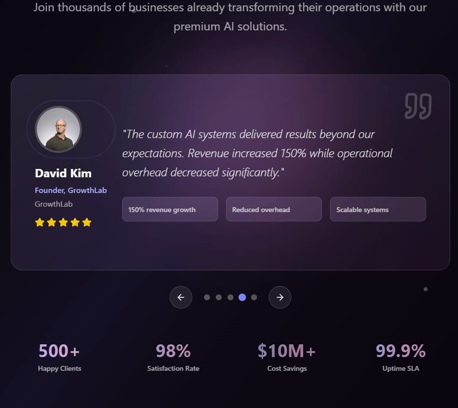 Premium Testimonials preview