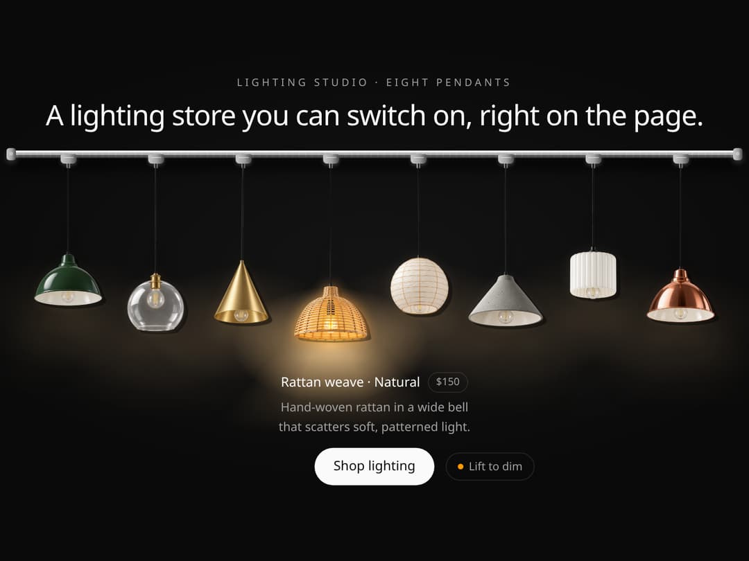 Pendant Lamp Rail Gallery – Lighting Store Hero Section preview