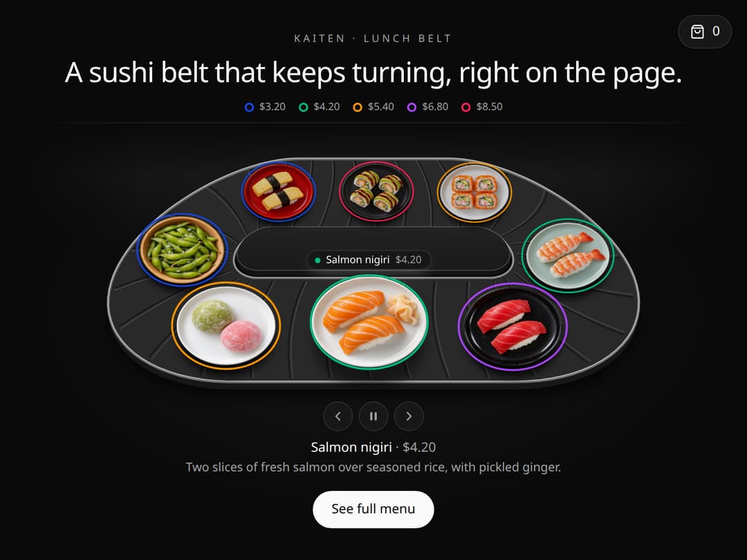 Sushi Conveyor Belt Menu – Restaurant Hero Section preview