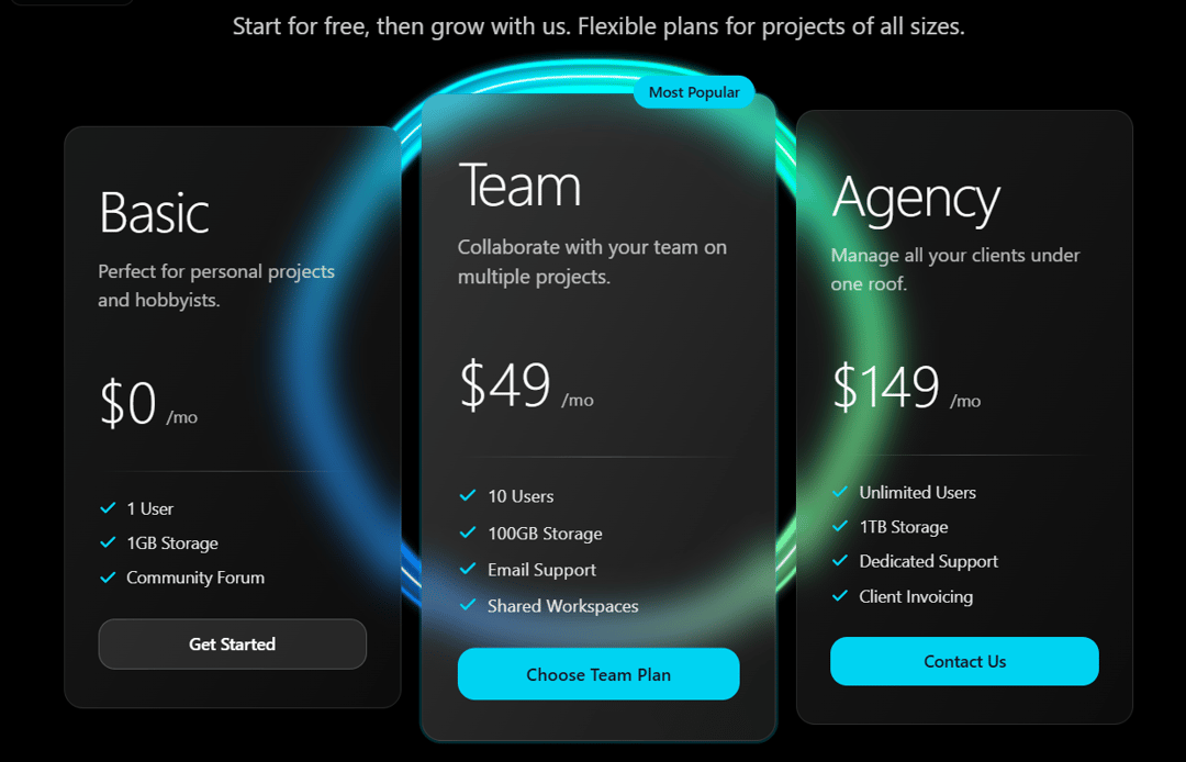 Animated Glassy Pricing preview