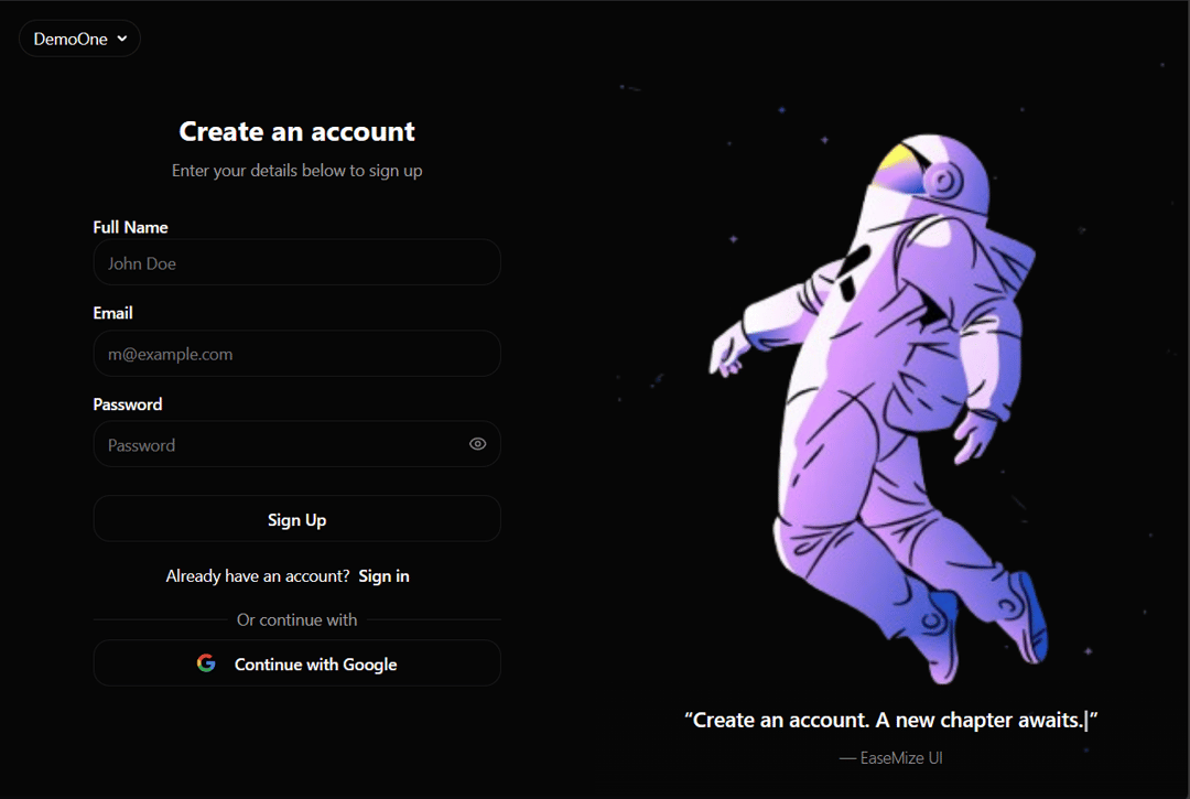 Auth UI preview