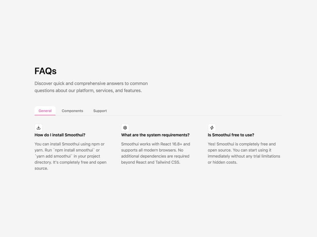 FAQ Grid preview