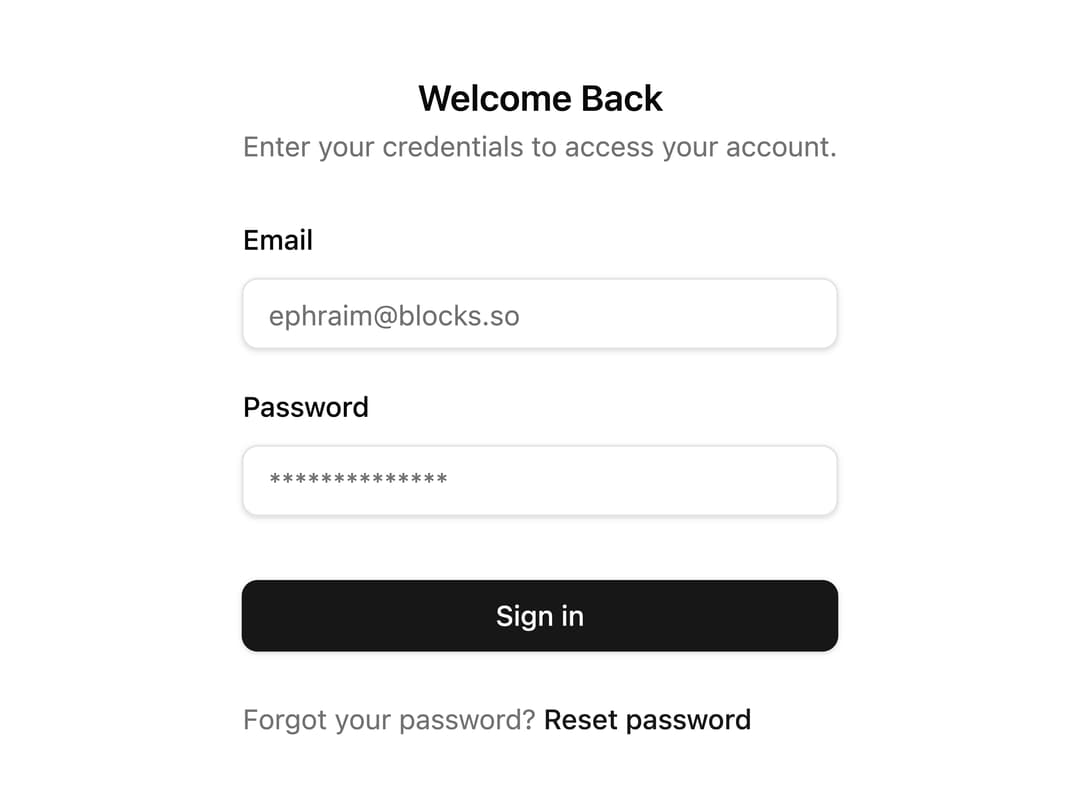 Login with Email and Password preview