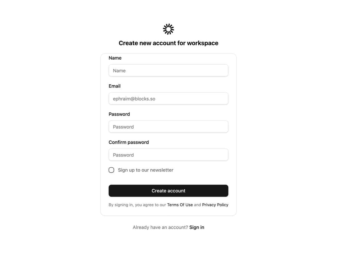 Login Card Signup Form preview