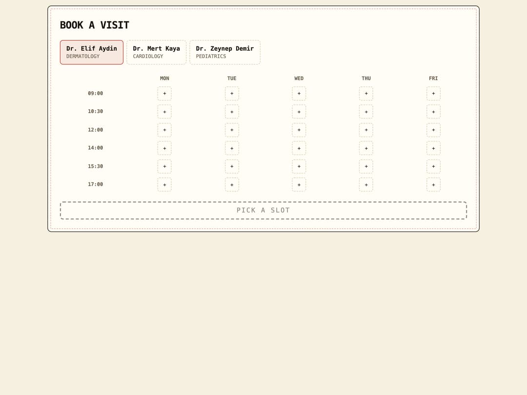Clinic Booking Block preview