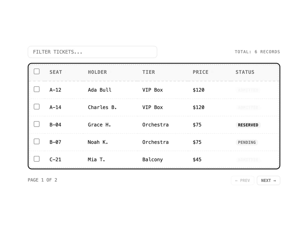 Data Table preview