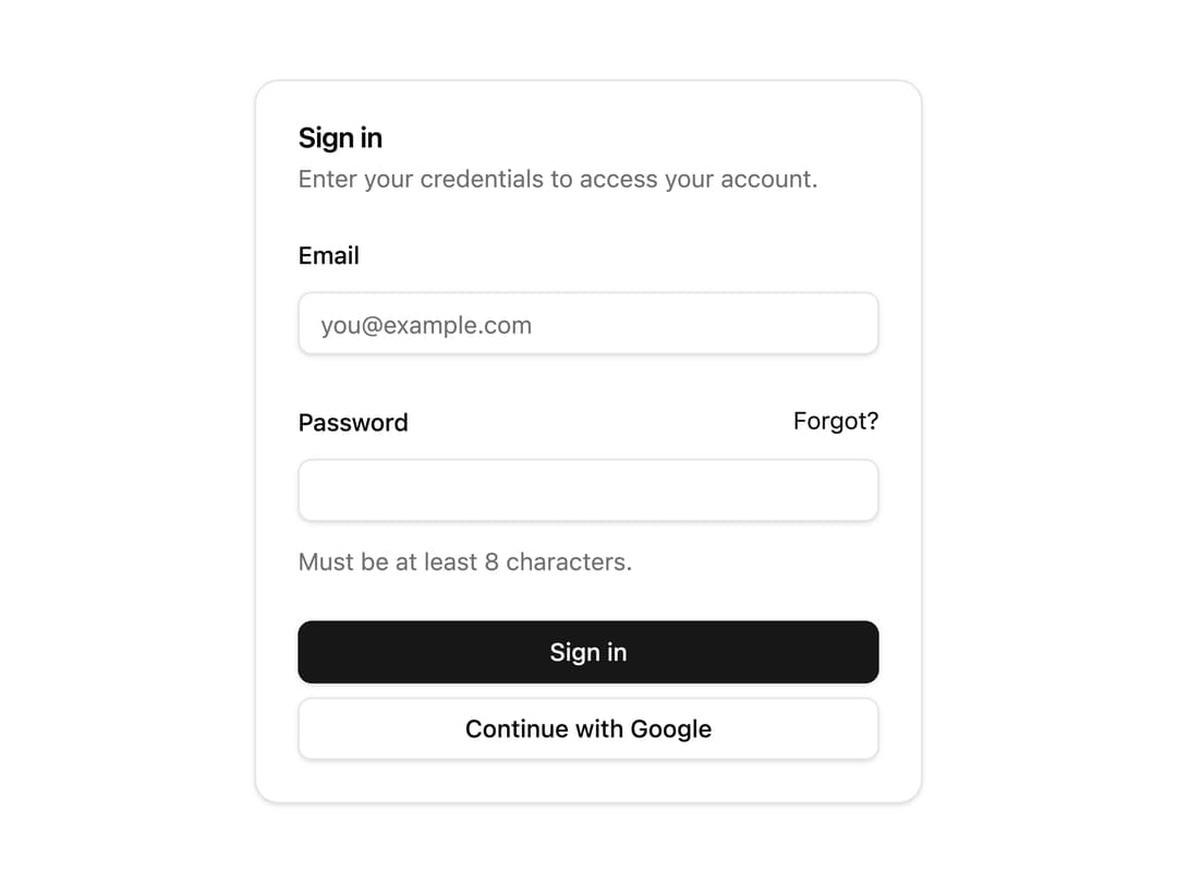 Login Form Card preview