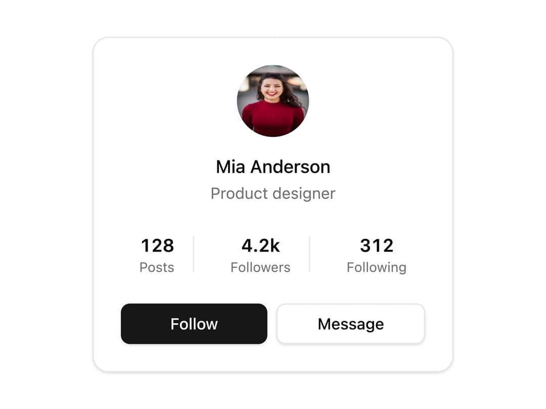 Profile Card preview