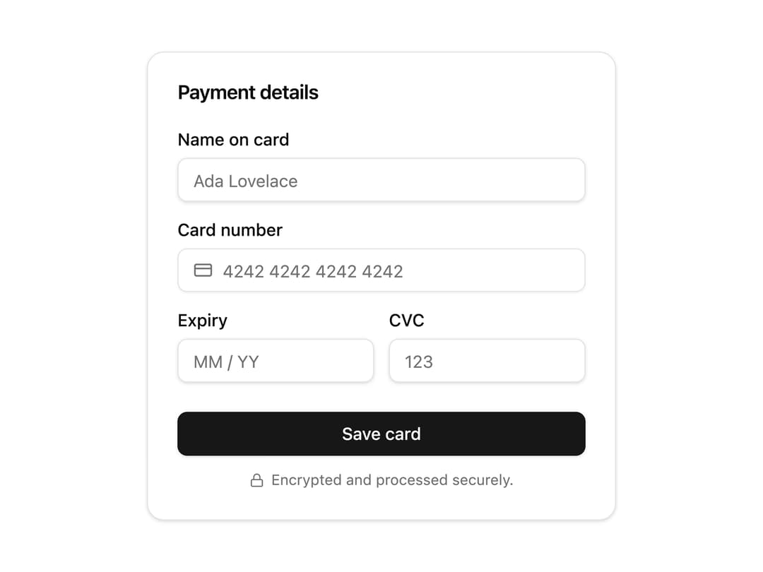 Payment Card Form preview