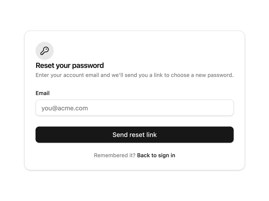 Reset Password Email Link preview