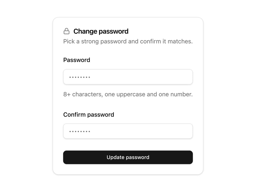 Password Confirmation preview