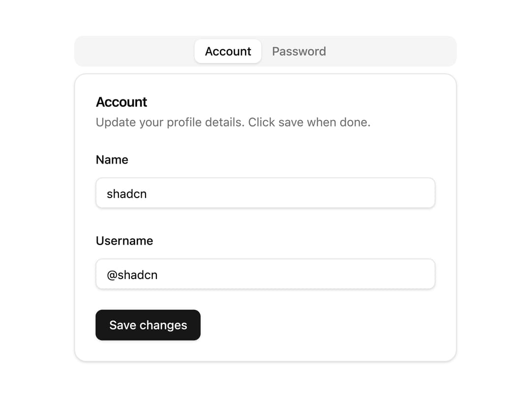 Account and Password Tabs preview