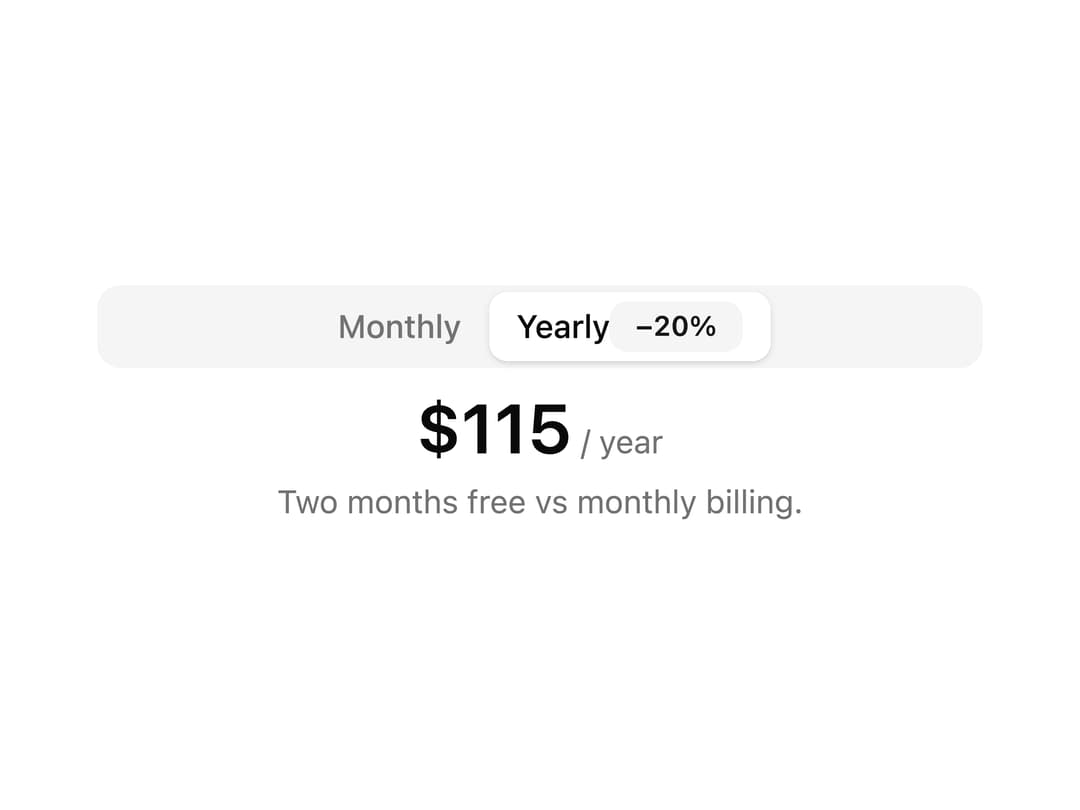 Pricing Toggle preview