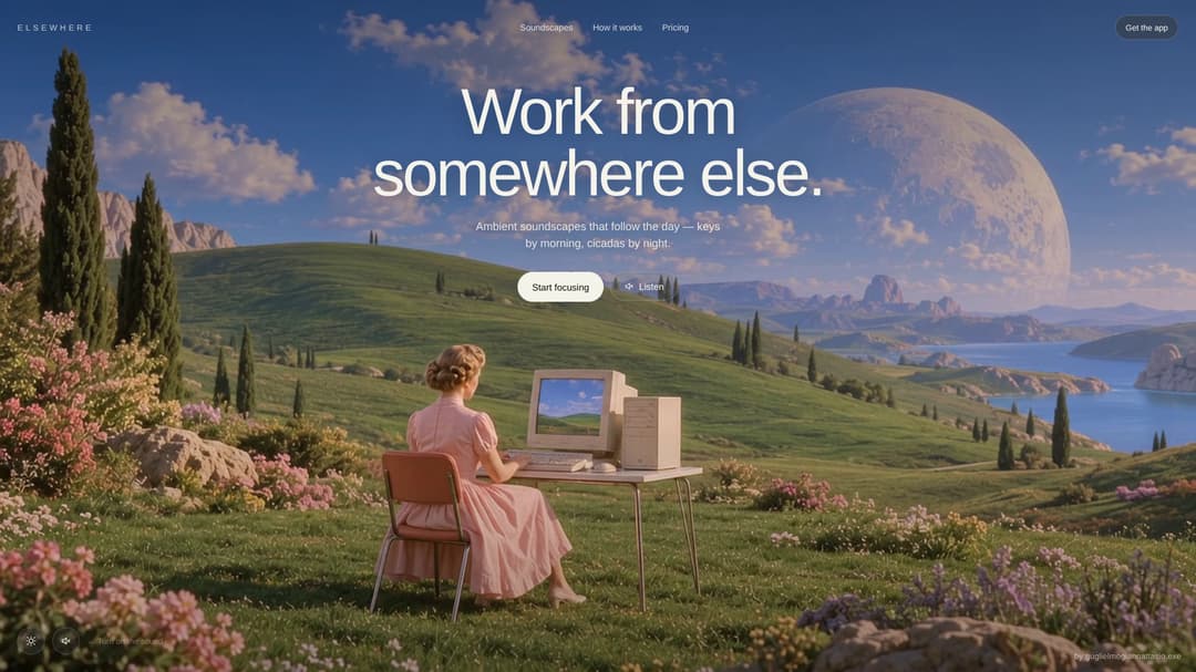 Elsewhere — Day/Night Video Hero with Ambient Sound preview