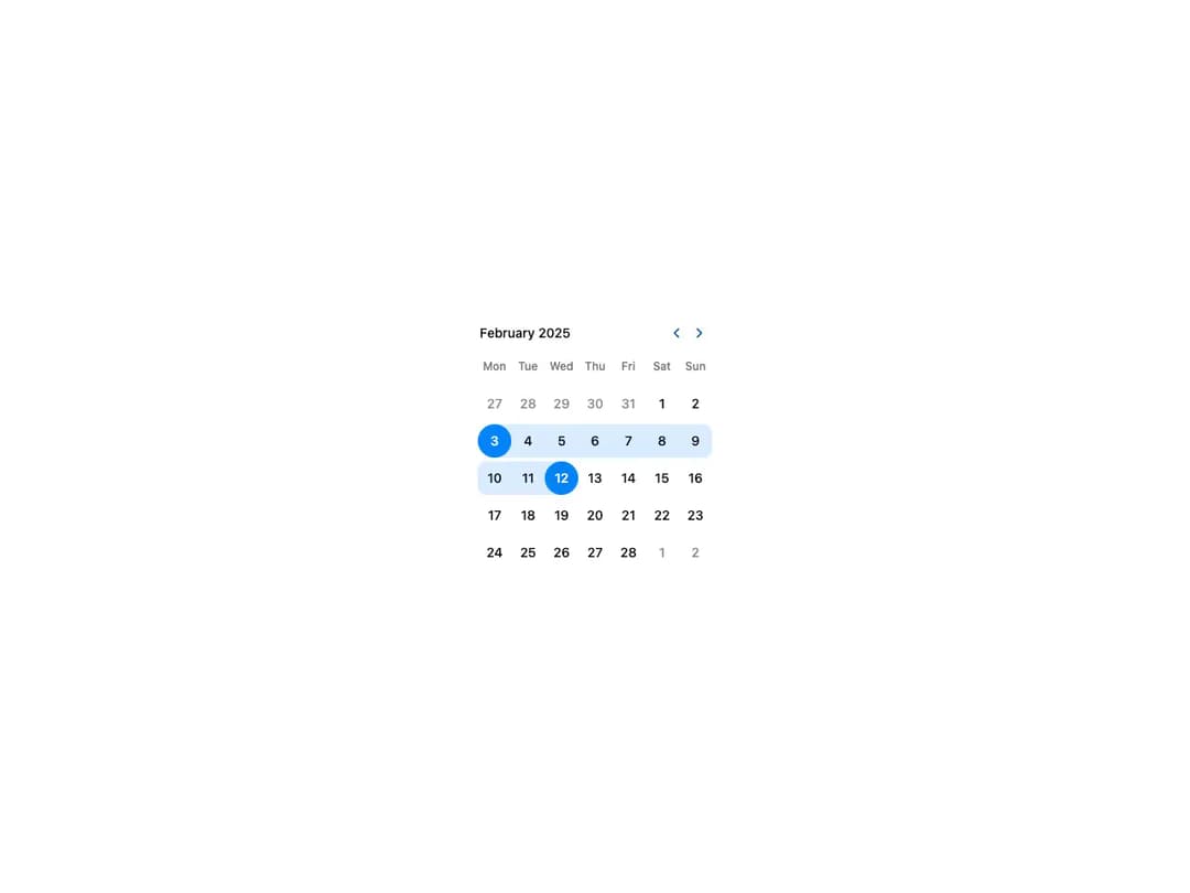 Range Calendar preview
