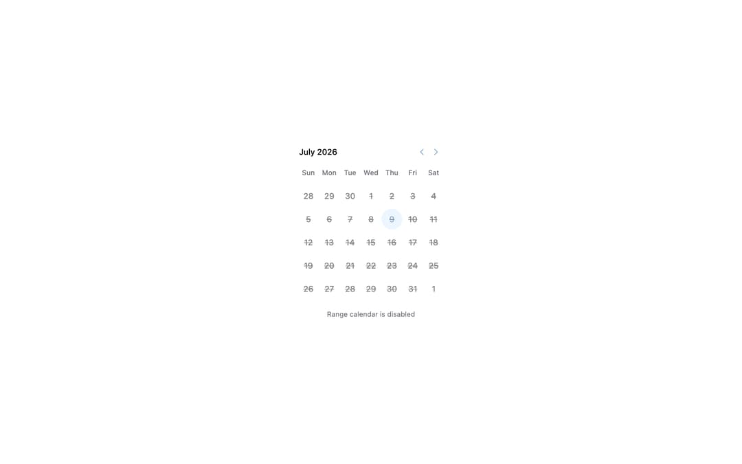 Range Calendar preview