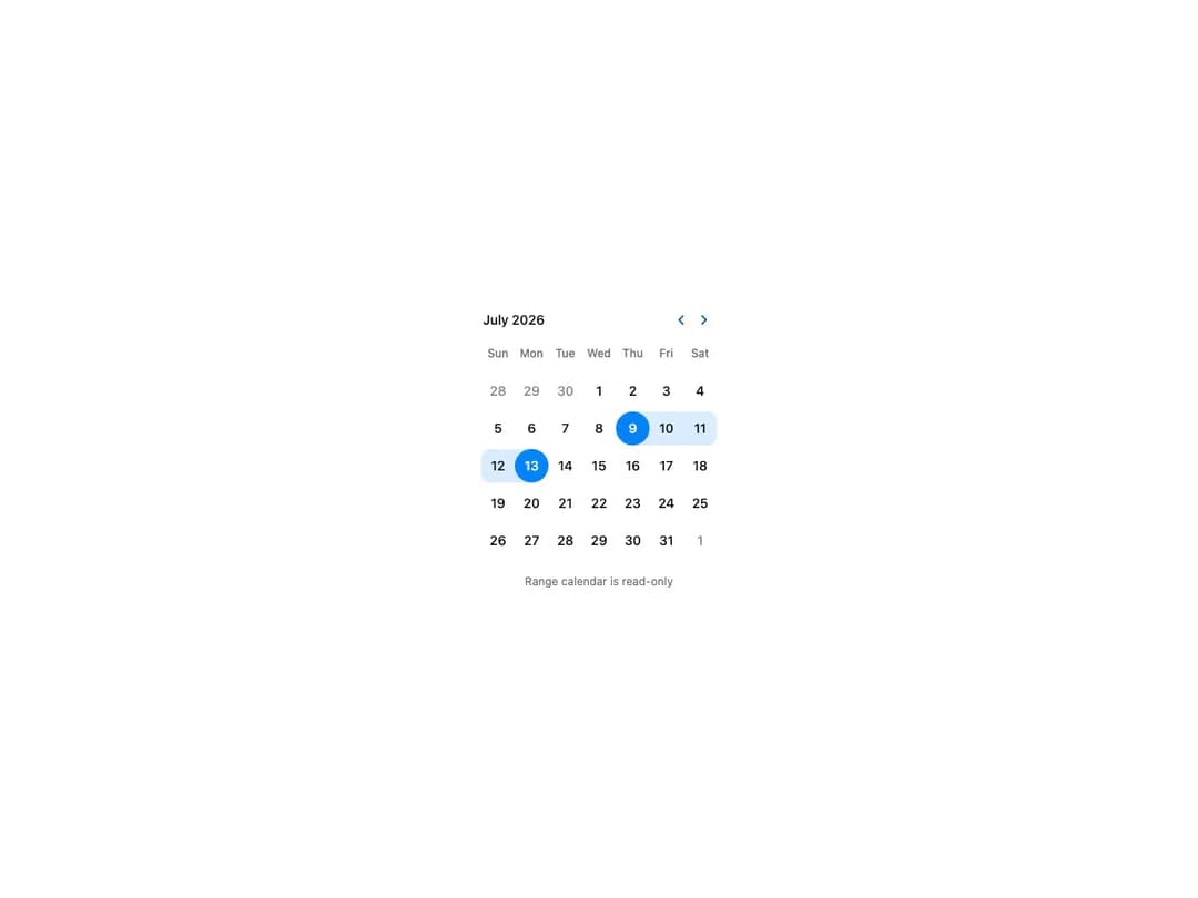 Range Calendar preview