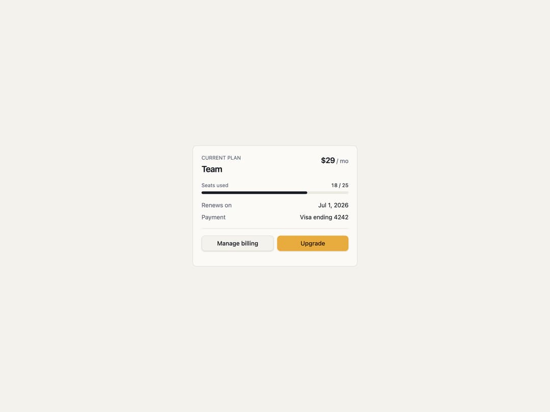 Billing Card preview