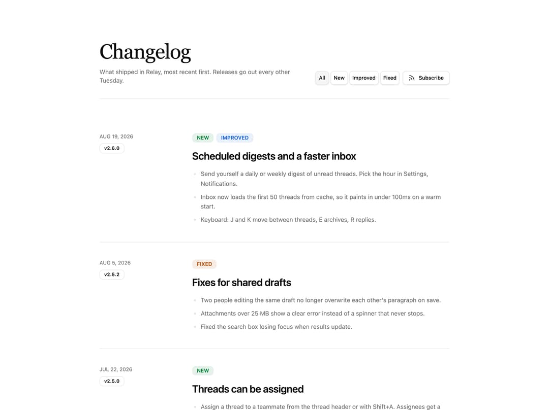 Changelog preview