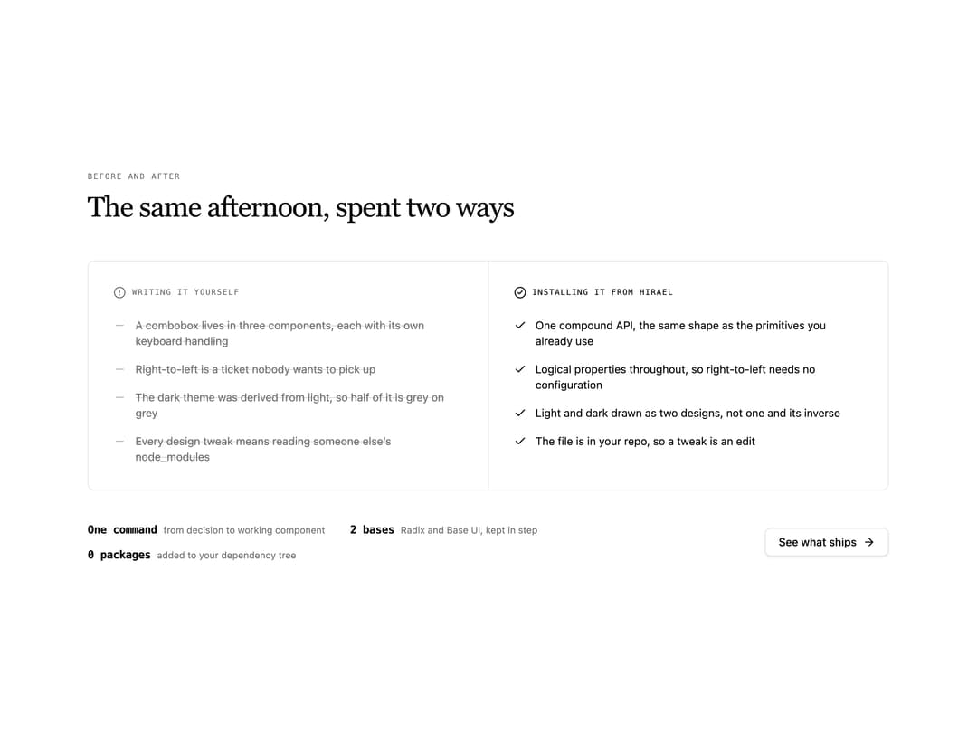 Comparison Section preview