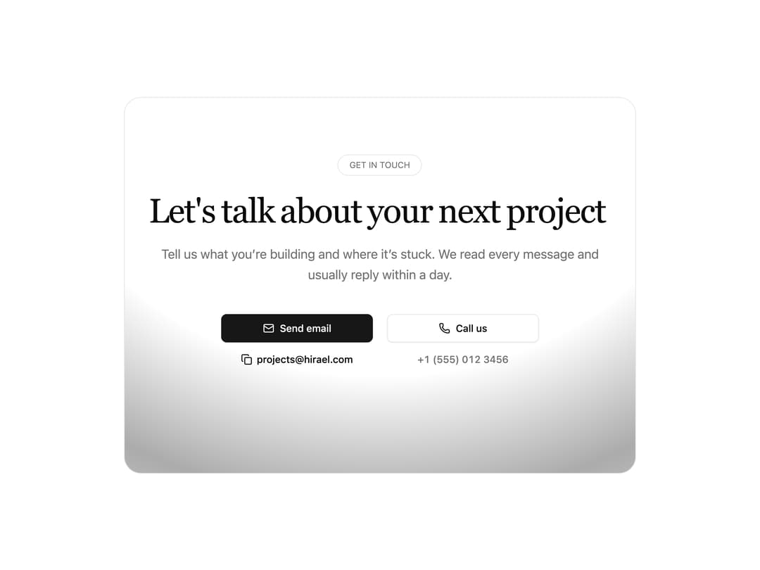 Email and Call CTA preview