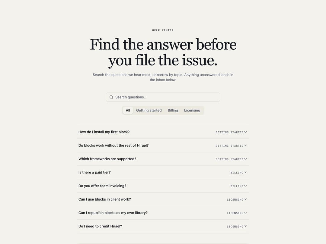 Searchable FAQ preview