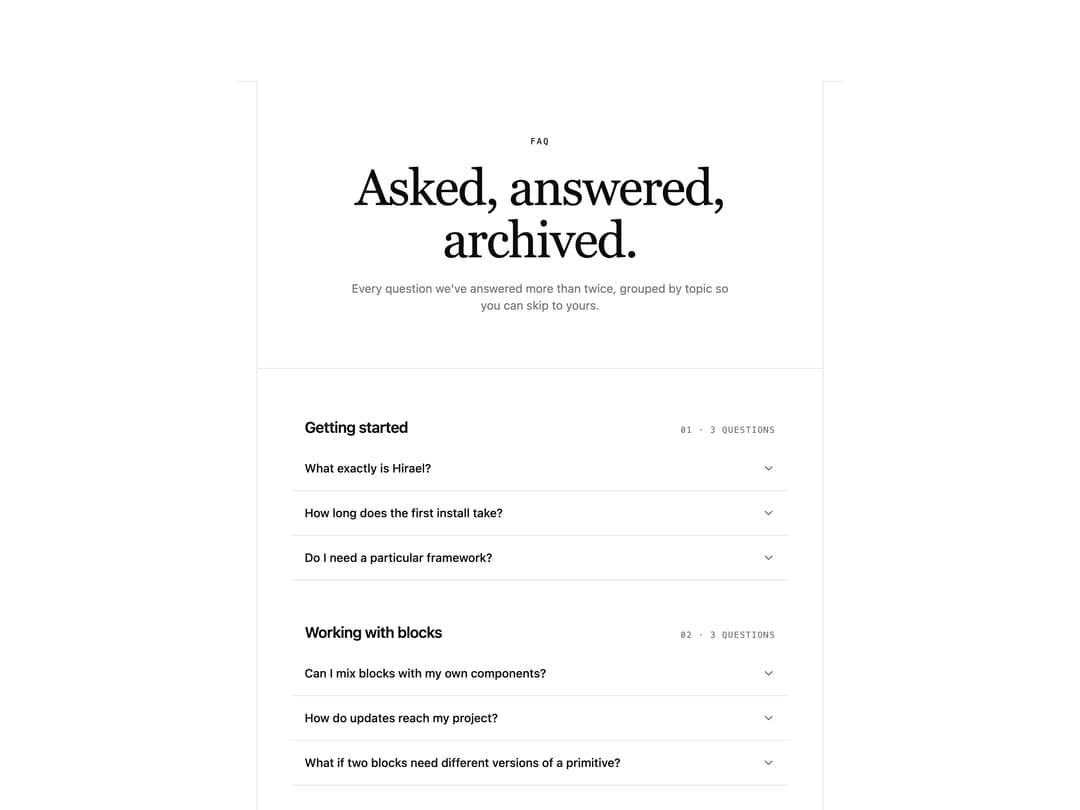 Grouped FAQ Accordion preview