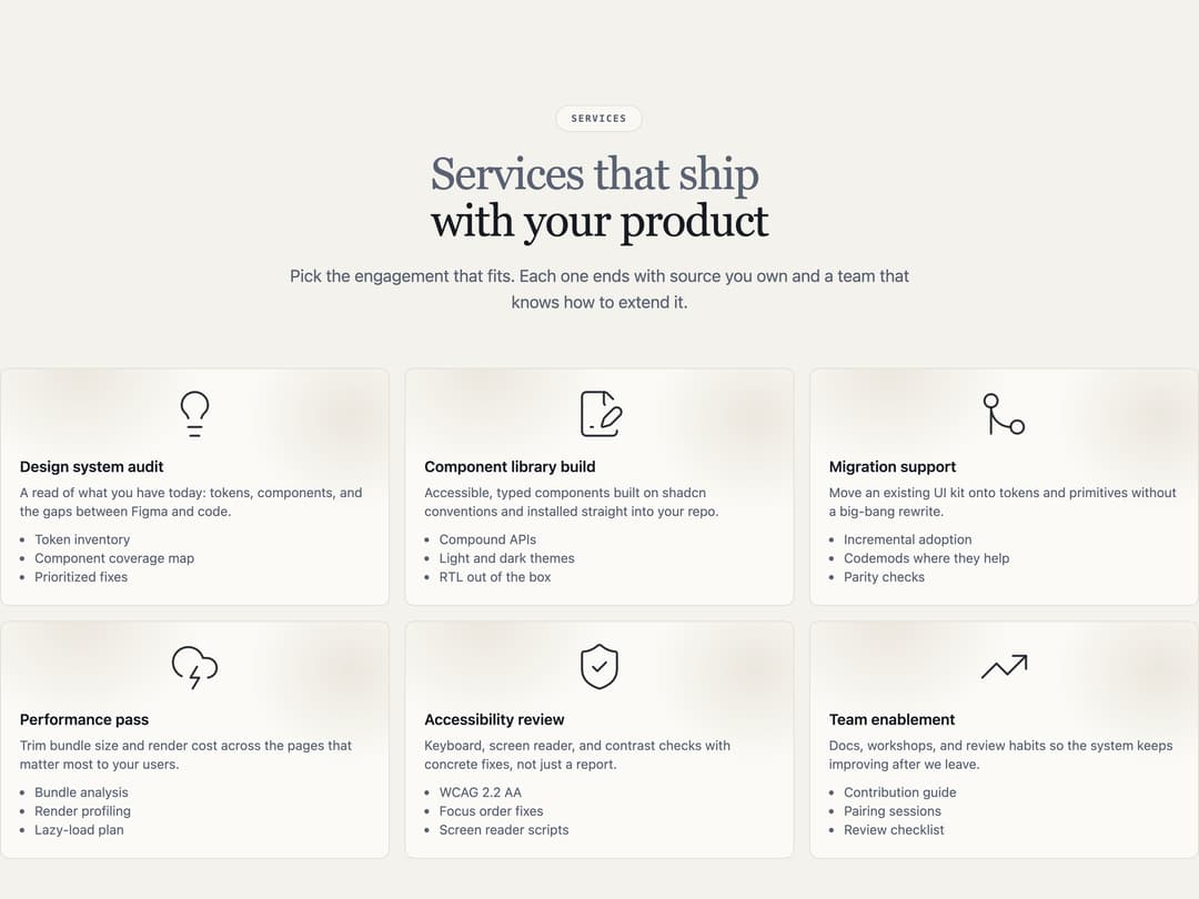 Services Feature Grid preview