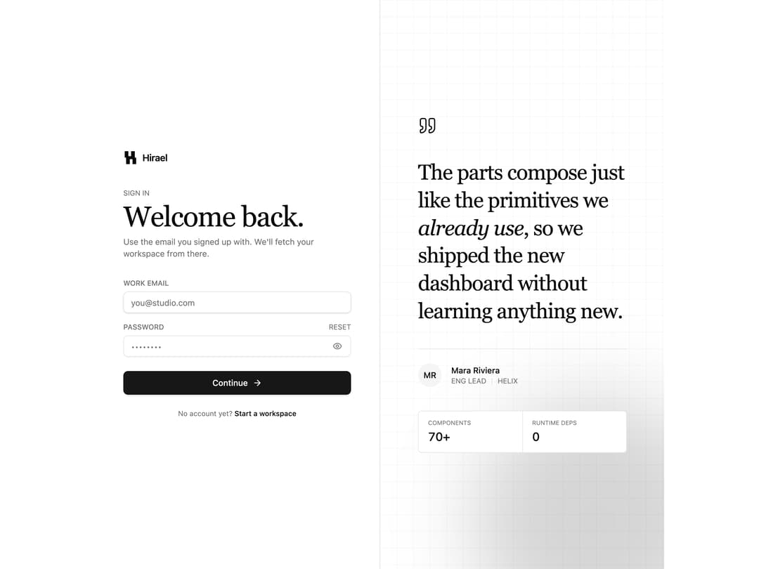 Login Testimonial Panel preview