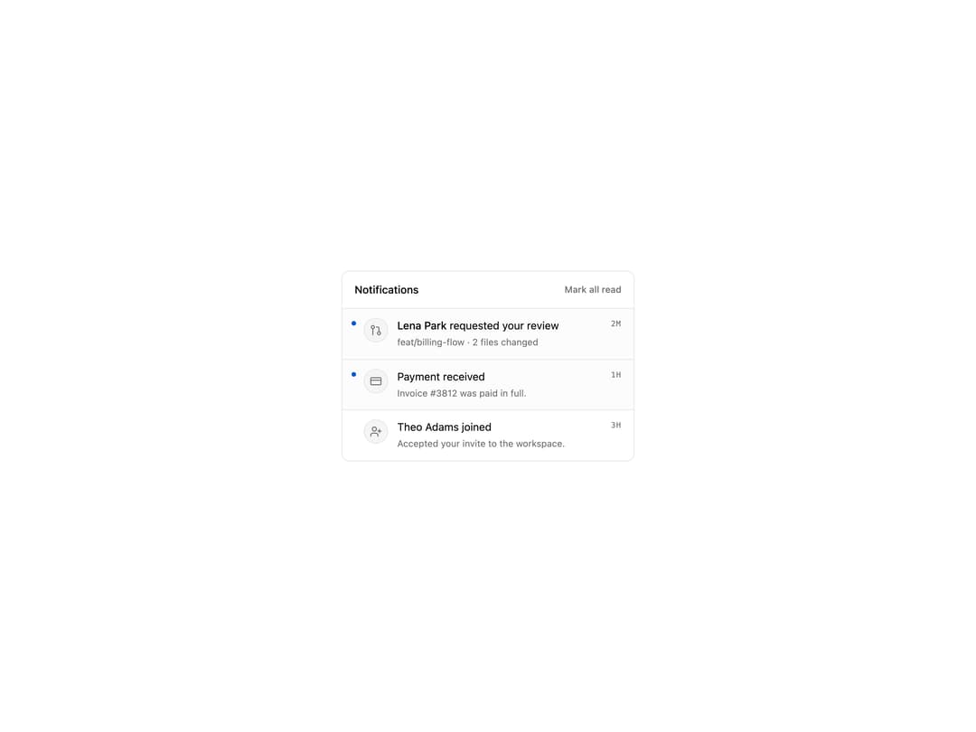 Notifications Panel preview