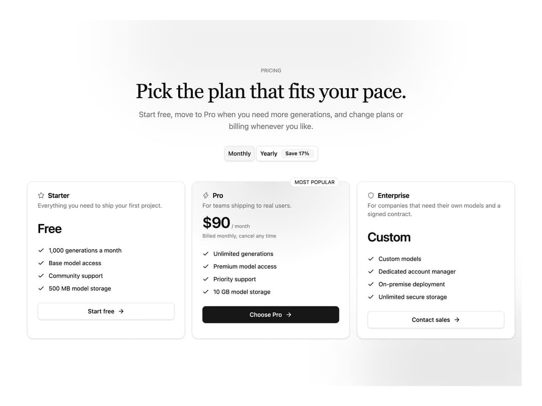 Animated Pricing Cards preview