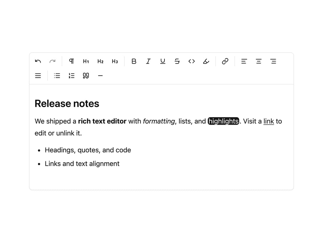 Rich Text Editor preview