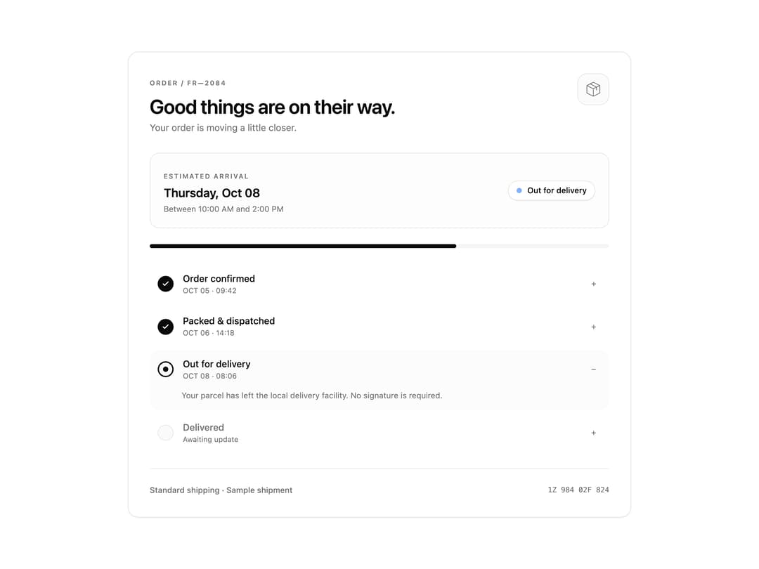 Delivery progress preview