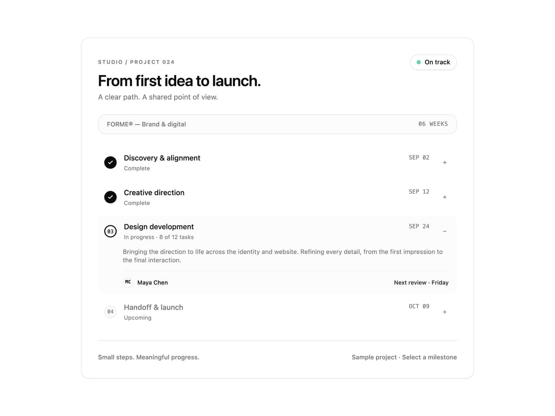 Project milestones preview