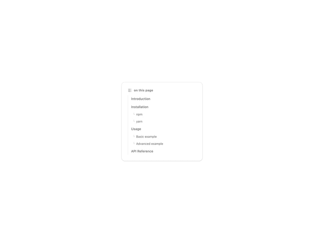 Table of Contents preview