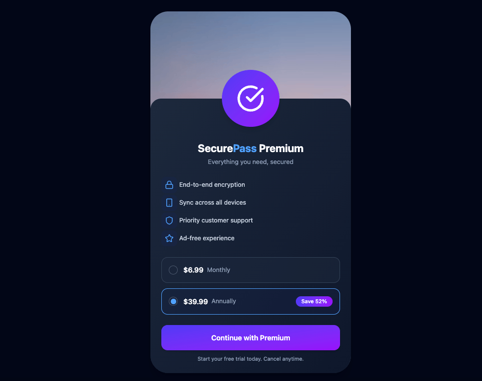 subscription screen preview