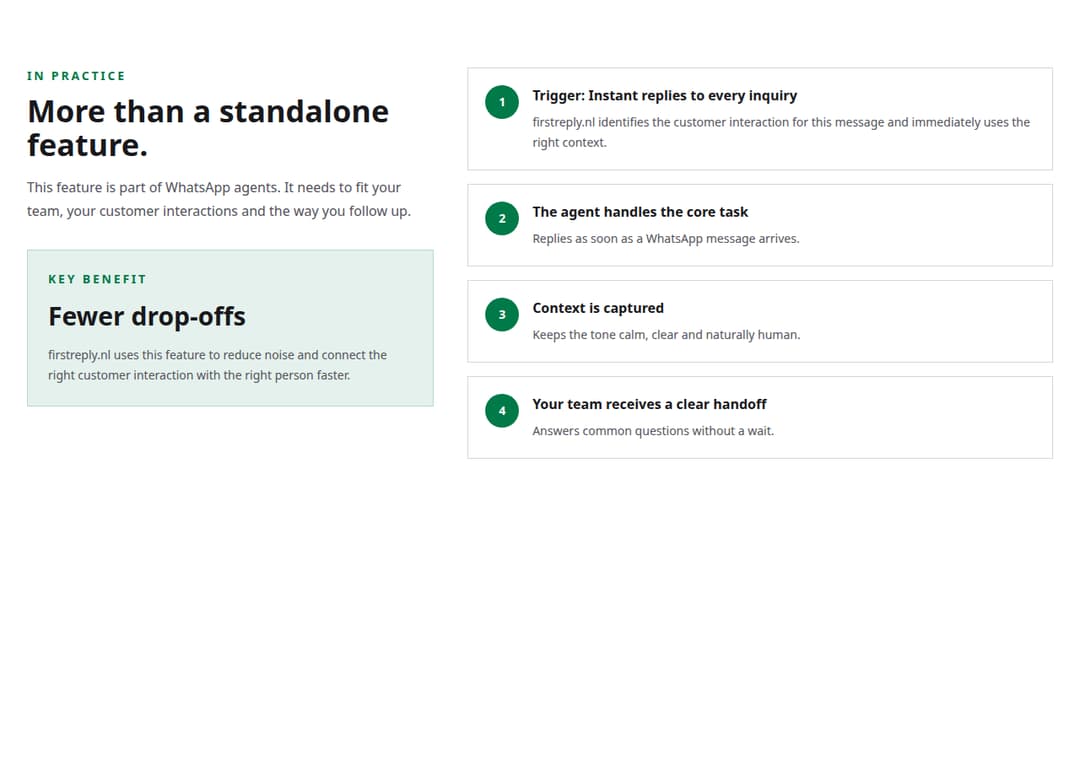 FirstReply Product Detail flow preview