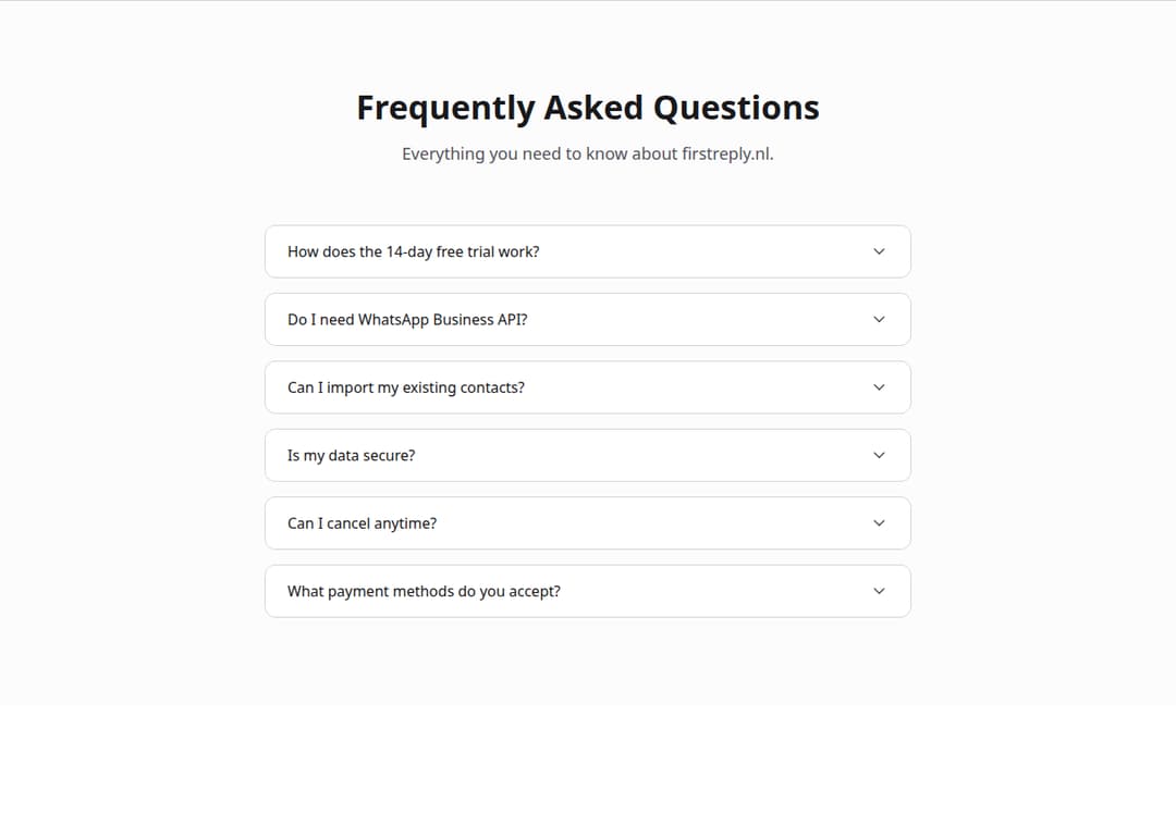 FirstReply FAQ preview