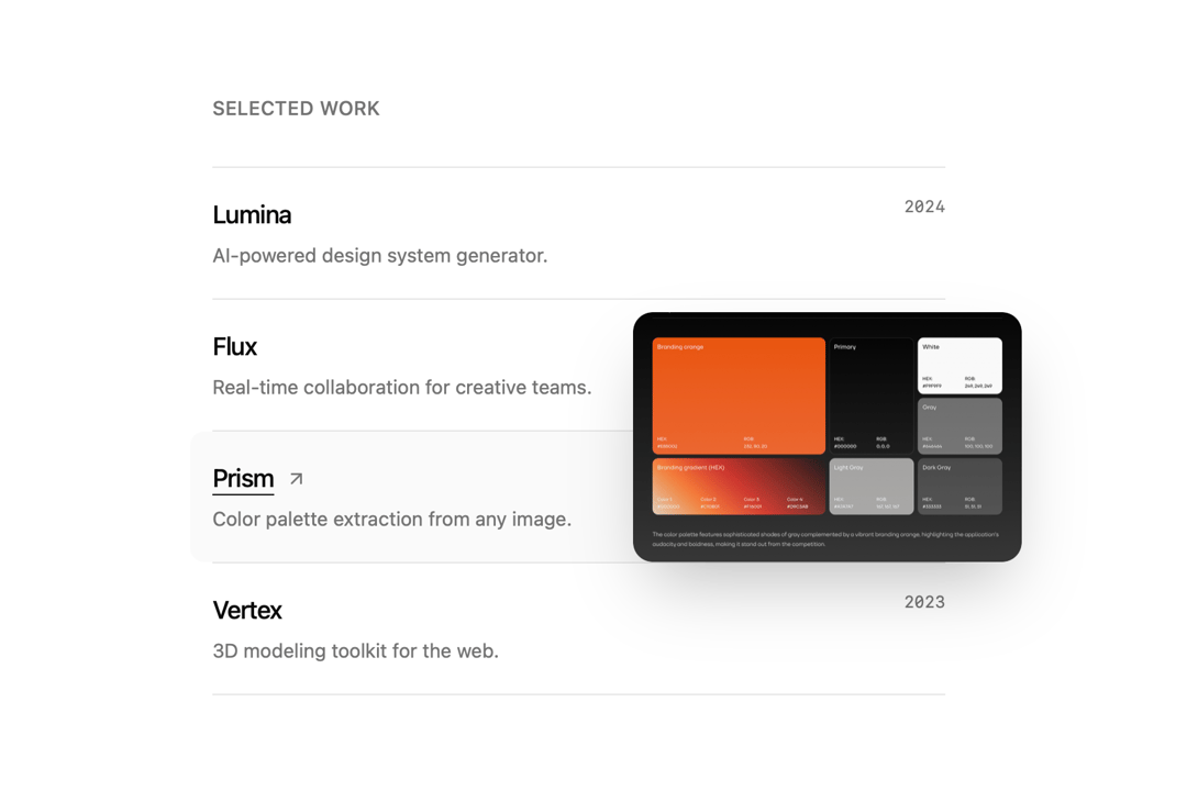Project Showcase preview