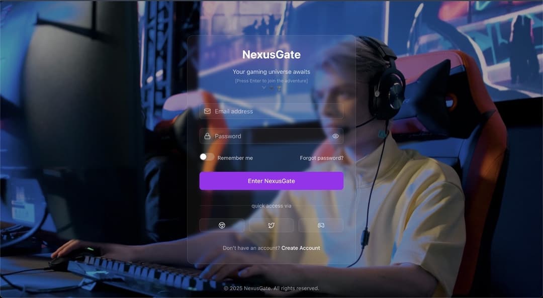 Gaming Login preview