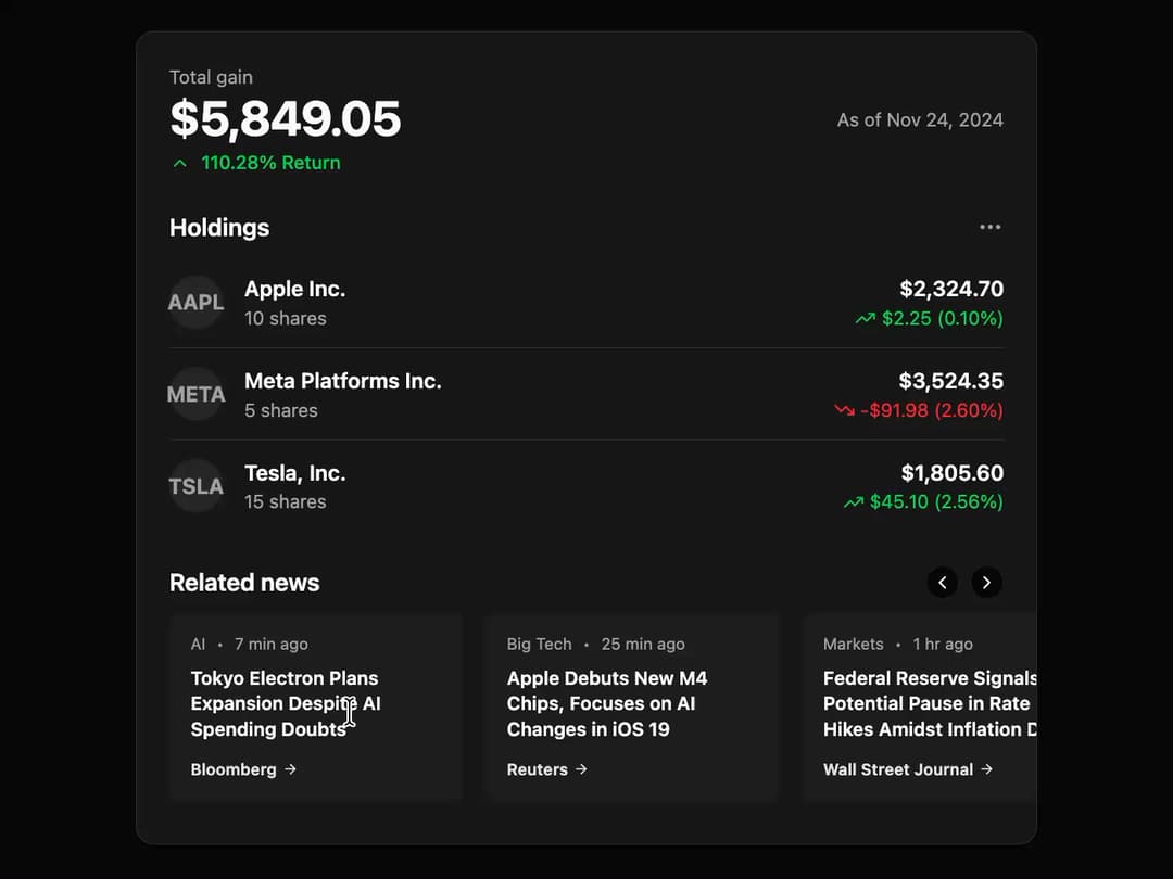 Stock Portfolio Card preview