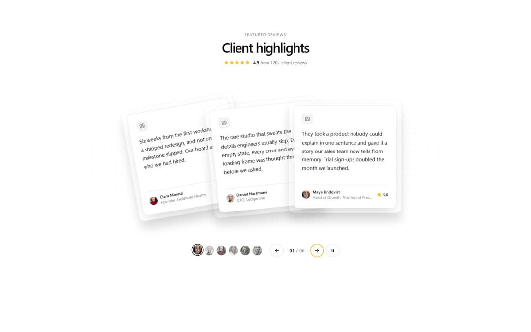 Testimonials Section with Glass Cards preview