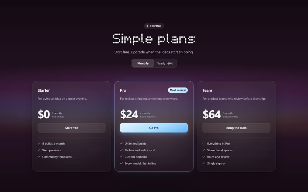 Glassmorphism Pricing Section preview