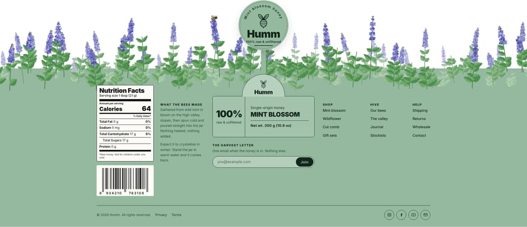 Product Label Footer with Newsletter preview