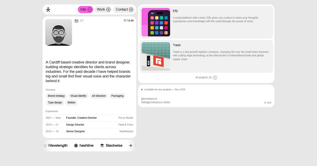 Card Stack Portfolio Website Template preview