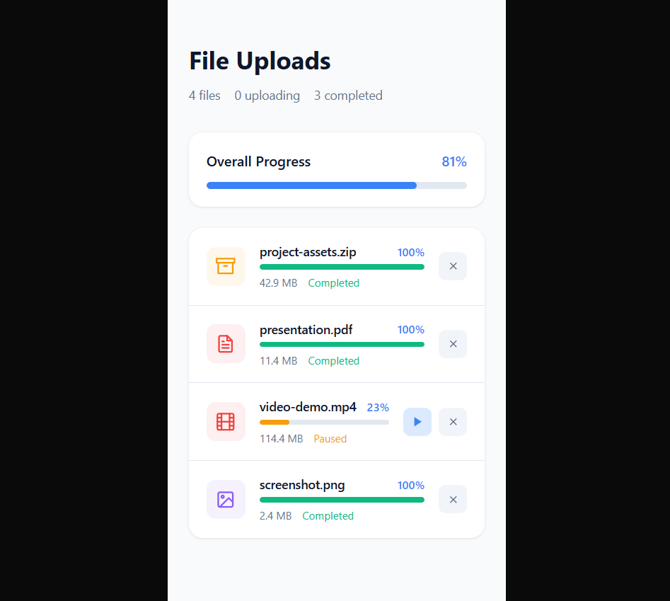 File Upload Progress preview