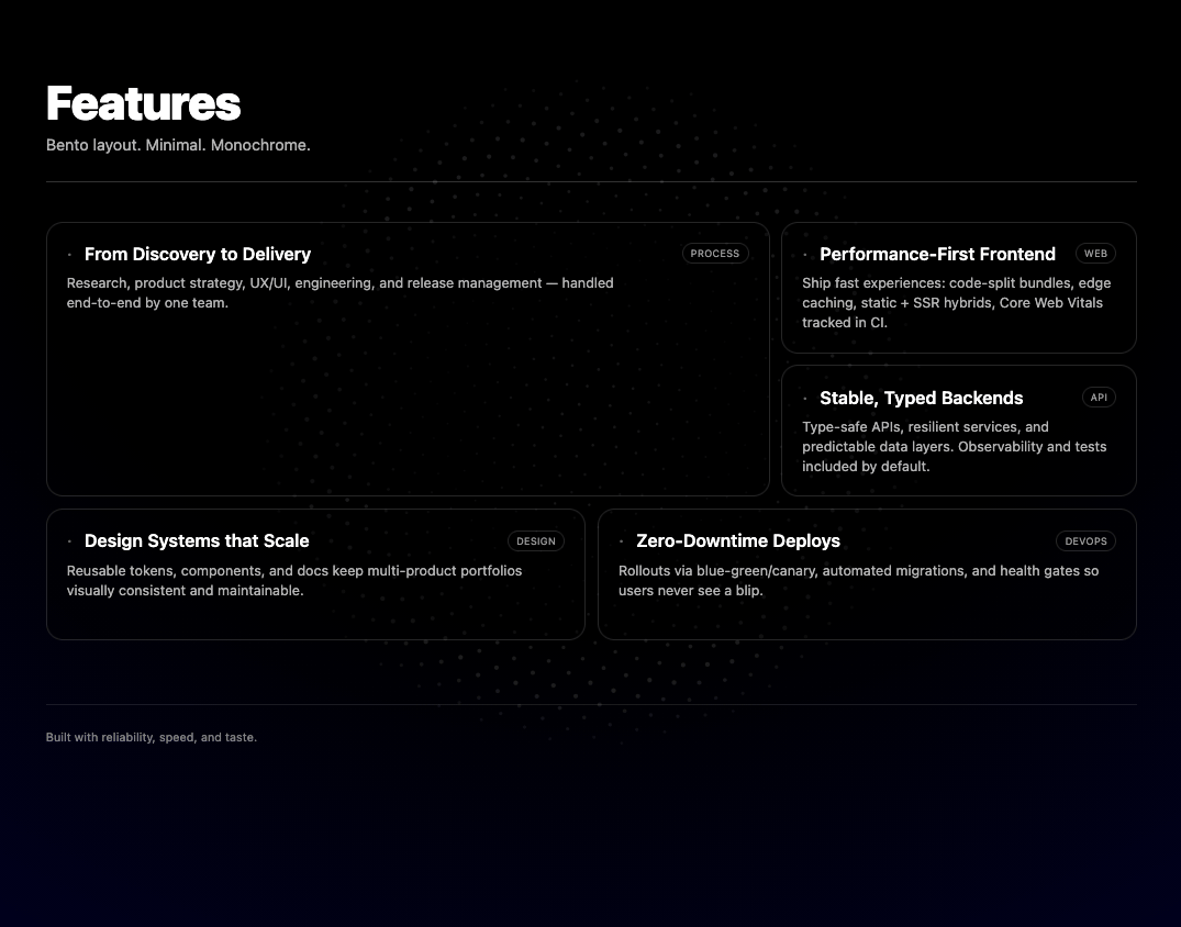 Bento Features preview