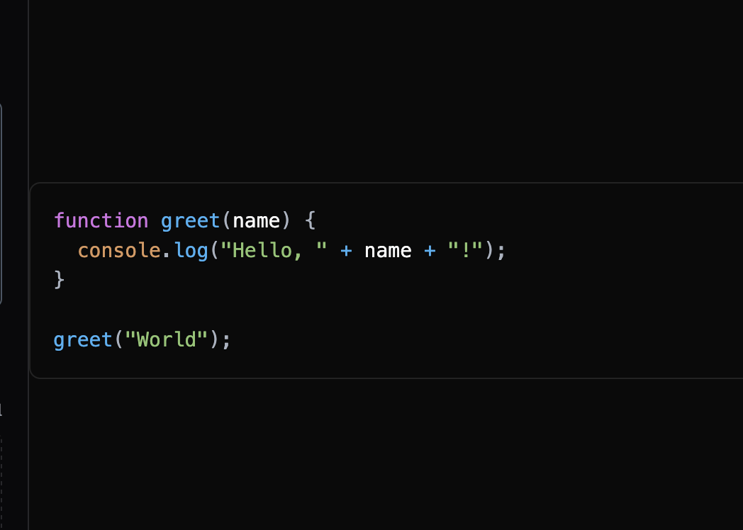 Code Block preview