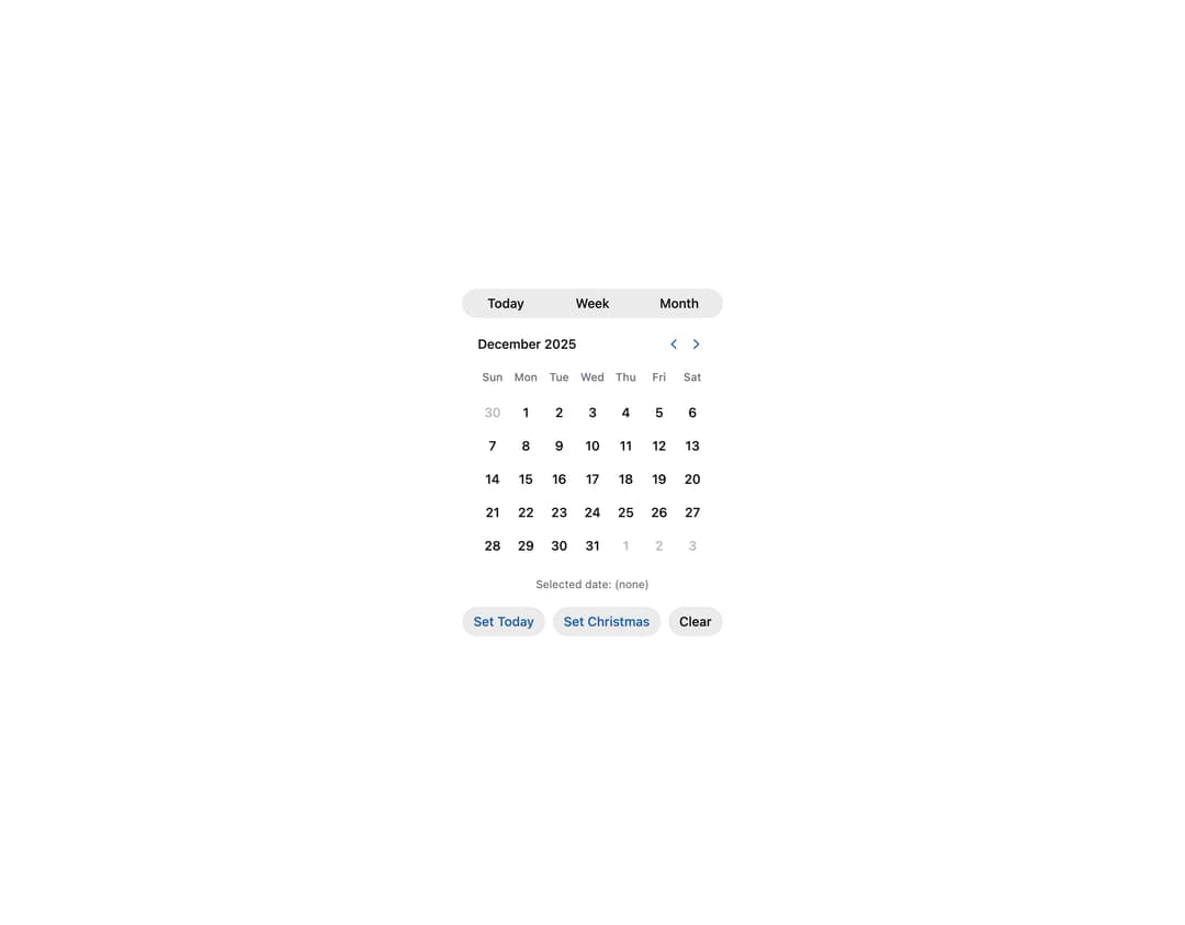 HeroUI Calendar preview