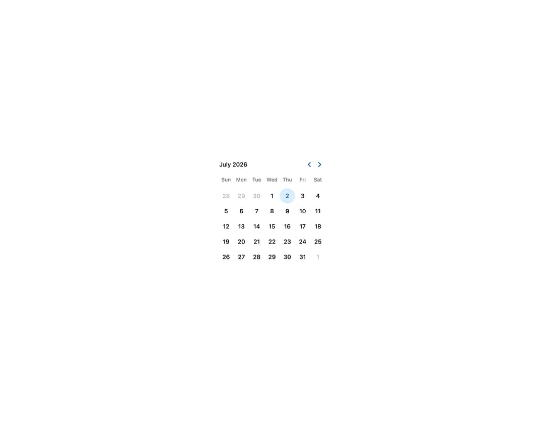 HeroUI Calendar preview